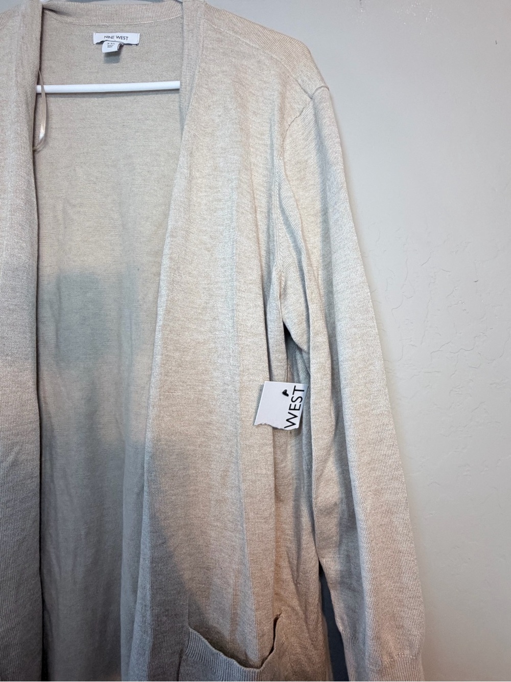 Nine West Open-Front Long Cardigan Sweater - Beige size xxl - Picture 2 of 4